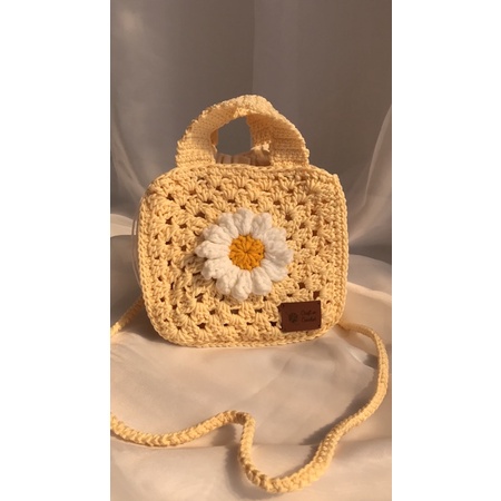 Mini bag Daisy puff flower tas jinjing dan tas selempang rajut