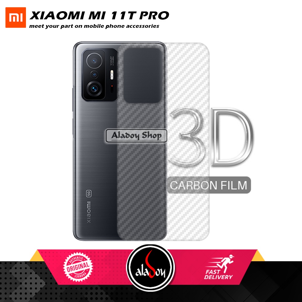 PAKET 3 IN 1 Tempered Glass Layar Xiaomi Mi 11T Pro Free Tempered Glass Camera dan Skin Carbon