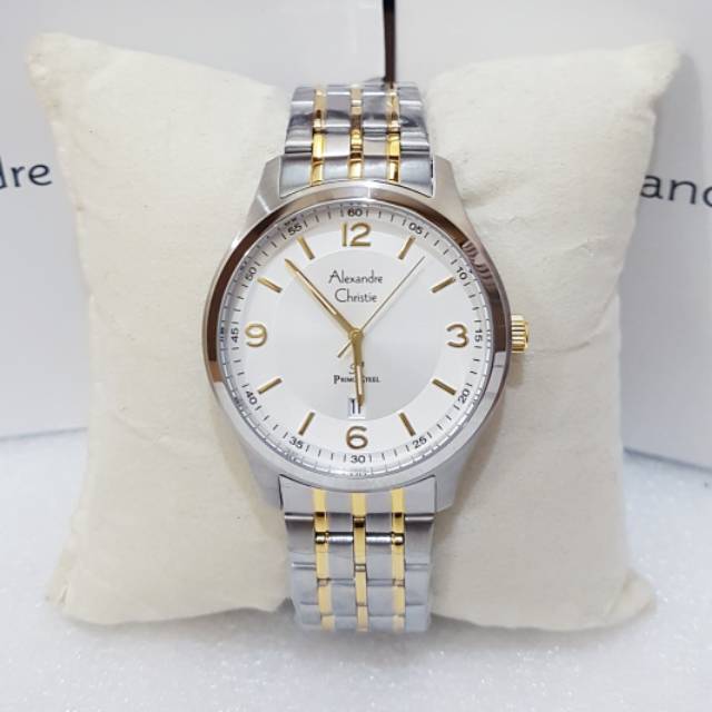JAM TANGAN PRIA ALEXANDRE CHRISTIE AC 1010 SILVER GOLD ORIGINAL