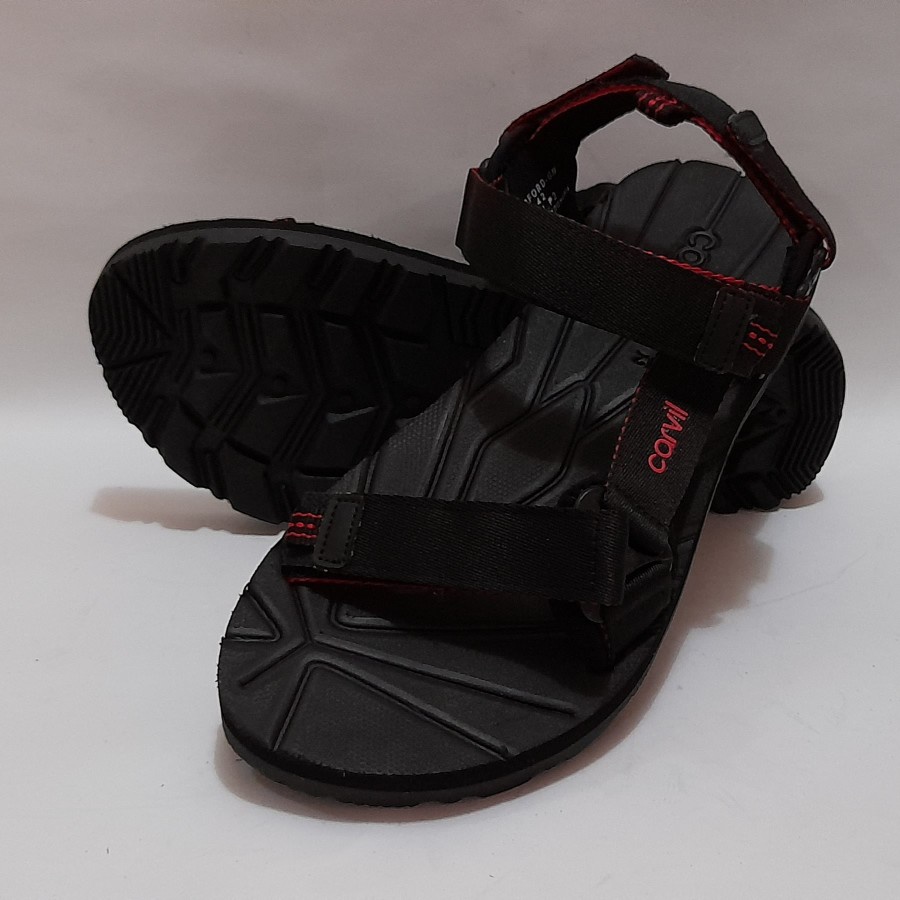 Sandal Gunung Pria S38-43 Carvil Ori Sendal Gunung Pria Redford-GM Black Red