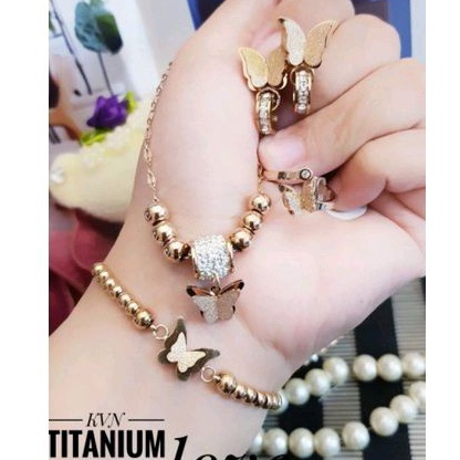 Titanium Set Perhiasan Wanita Rosegold 48222