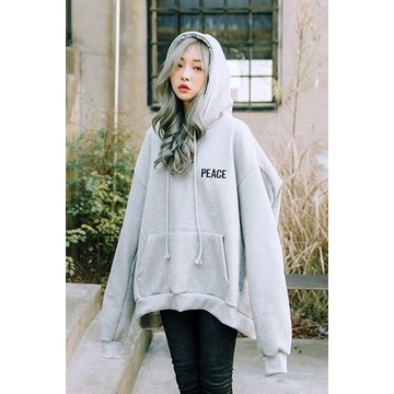 IvannaCollection Sweater Hoodie Pria Wanita Oversize Korean Style Peace Bahan Fleece Size L XL XXL