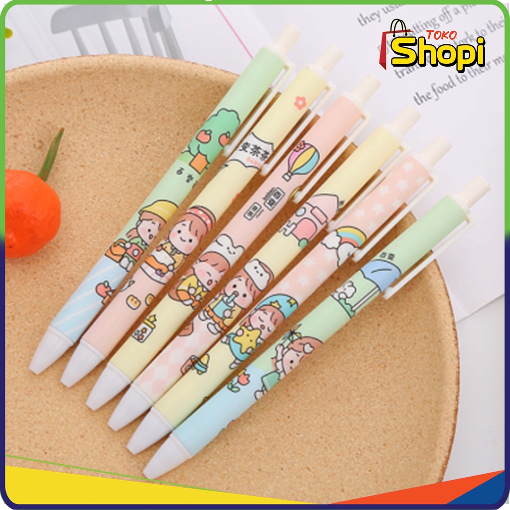

♚ ♚Pulpen Gel Motif Cartoon Pulpen Pelajar Dan Kantor Pena Lucu Motif Girl Heart Variety