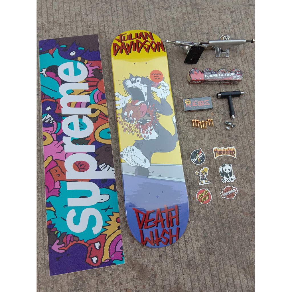 Baker DEATHWISH SET SKATEBOARD 31 / 004 / 8.25 &quot;PRO Double Rockerboard Untuk Pemula