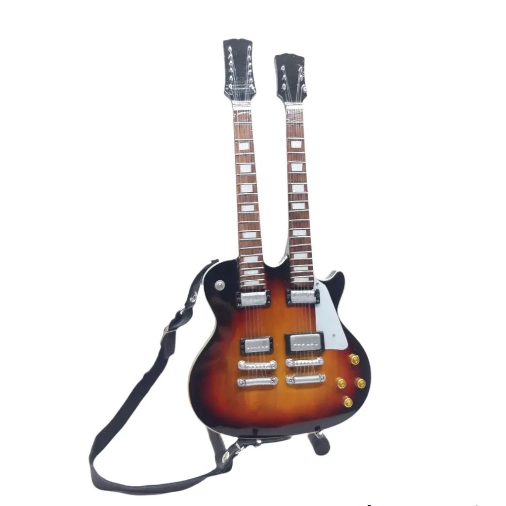 Miniatur Gitar Gibson Les Paul Sunburst Double Neck Don Felder The Eagles Signature