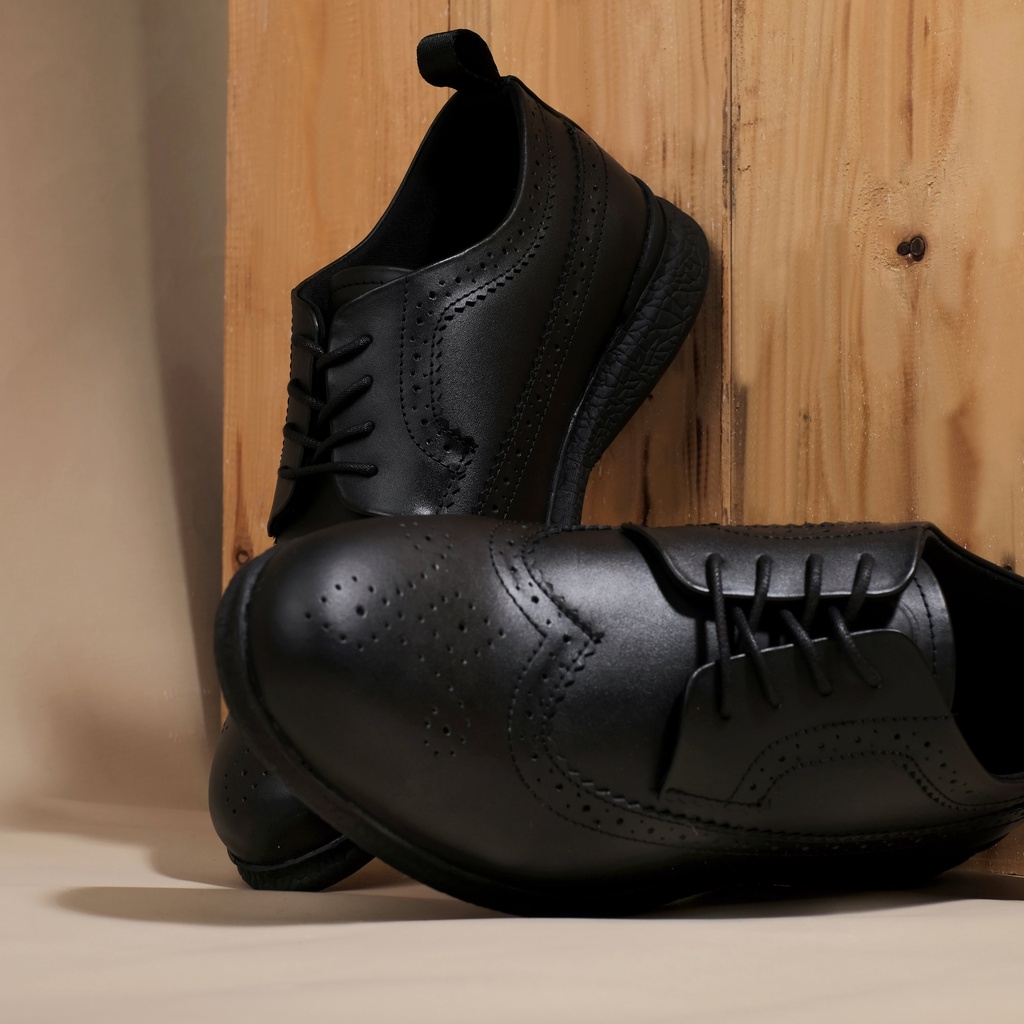 British 2.0 Black (Kulit Asli) - Sepatu Pantofel Pria Kulit Asli Formal Kerja Kantor Kuliah Oxford Tali Hitam - Pantopel Cowok Original