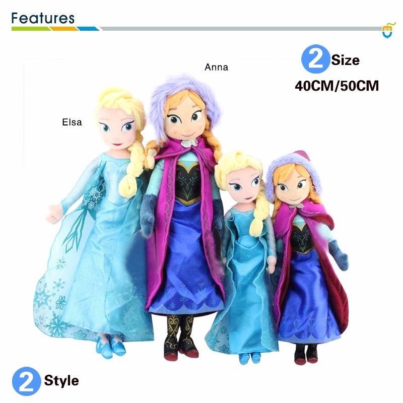 Mainan Boneka Plush Disney Frozen 2 Elsa Anna Olaf Ukuran 40 / 50CM Untuk Hadiah Anak