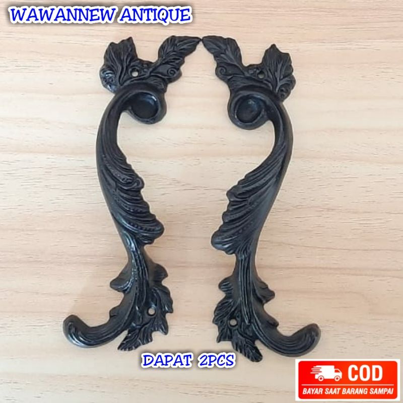 Handle Pintu / Gagang Laci Lemari Pintu Rumah Kuningan Motif Cakar Daun 17cm