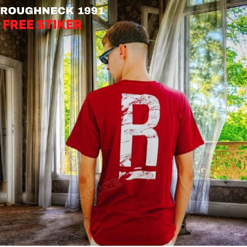 Baju Kaos Distro Pria Roughneck T403 Maroon Scratch | Baju Roughneck | Baju Kaos Roughneck | T-Shirt Roughneck