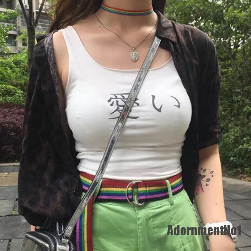 (Adornmentno1) Lgbt Kalung Choker Warna Pelangi