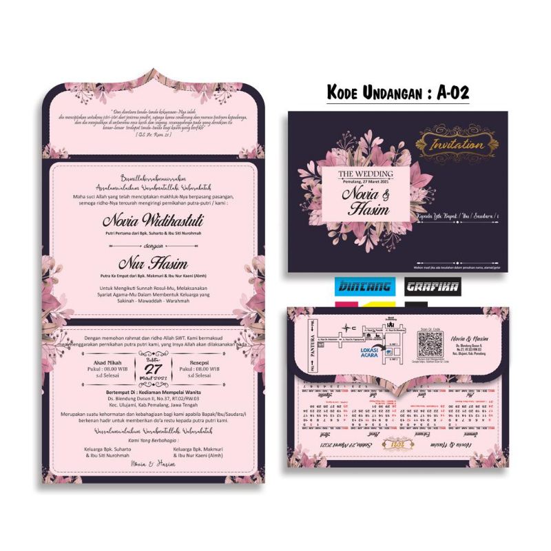 A02/undangan pernikahan/ undangan khitanan/ engagement/undangan amplop /undangan lipat 3