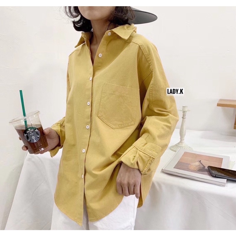 kemeja polos wanita korea /kemeja lengan panjang
