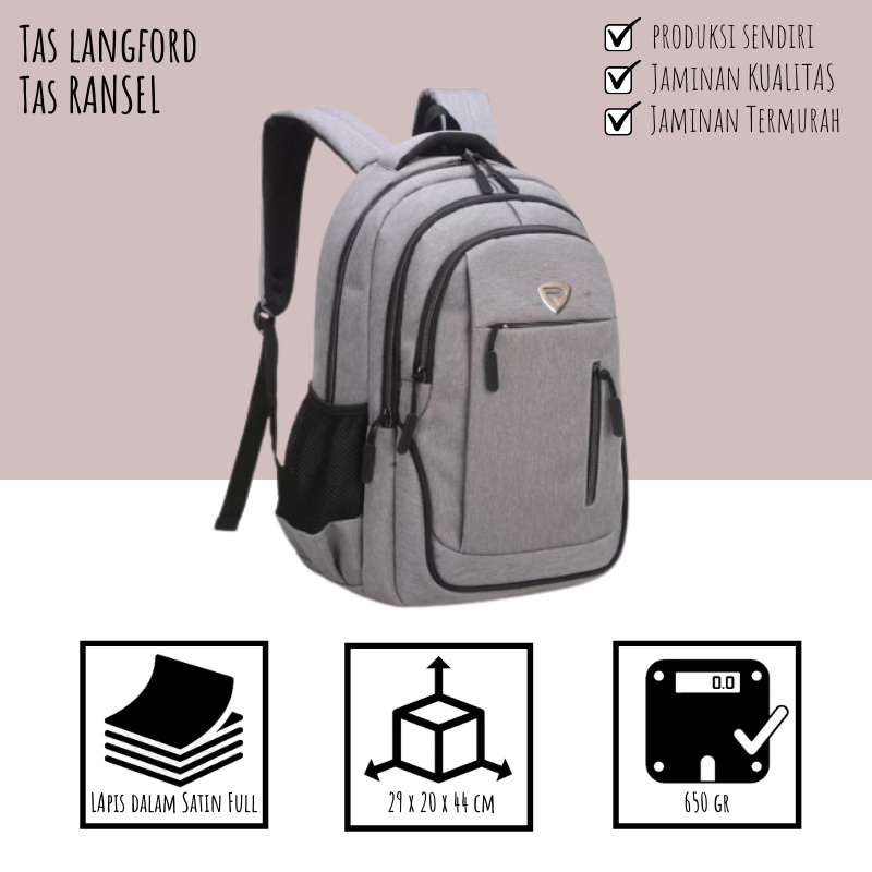 Tas Ransel Pria - Tas Sekolah Remaja Dewasa Kuliah Kerja Model Korea Kekinian Murah Terbaru Import Lokal Original Multifungsi Stylish Backpack Punggung Bahu Simple Elegan Casual Classis Premium Cowok