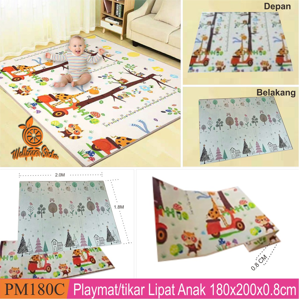 Playmat Bayi Matras Bayi Karpet Lipat Bayi Tikar Lipat Anak Bayi Motif Random Ukuran (180cm) GOSHOP88