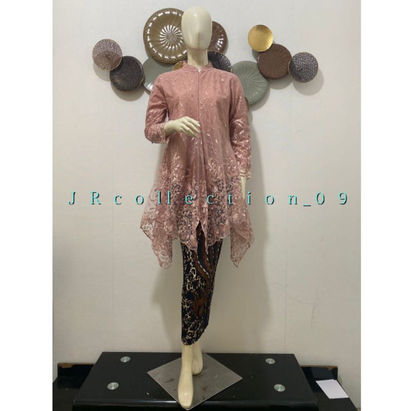 ( C O D ) Set Kebaya Tunik kerah sanghai / Kebaya Retseleting depan / Kebaya Modern / Kebaya Couple