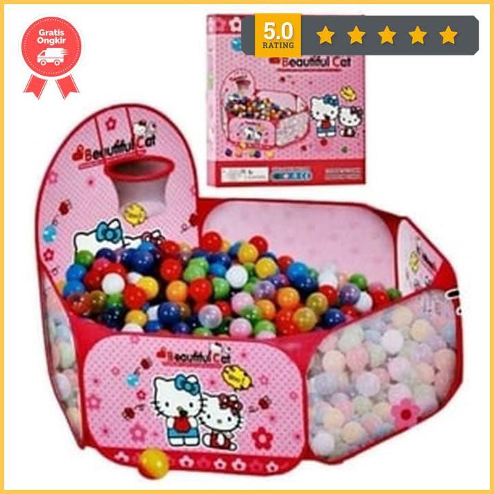 Mainan Anak - Tenda Ring Keranjang Mandi Bola Hello Kitty Pink Diskon