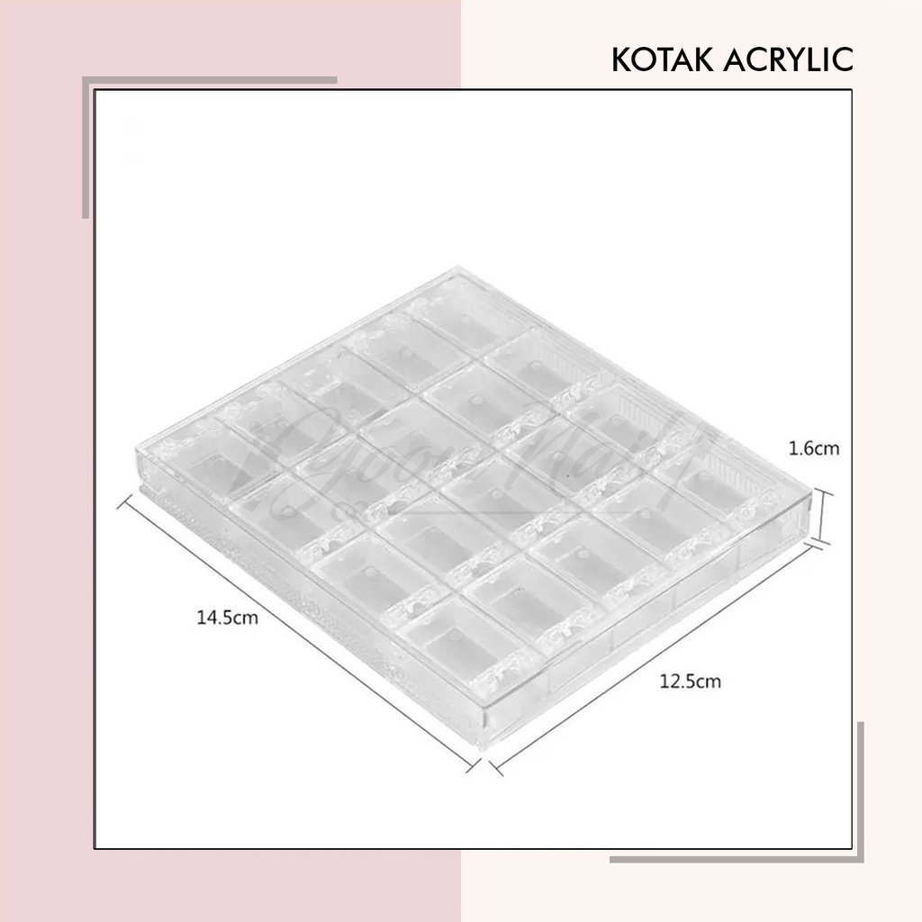 Kotak acrylic storage box rhinestones tempat manik gems nail art kotak serbaguna