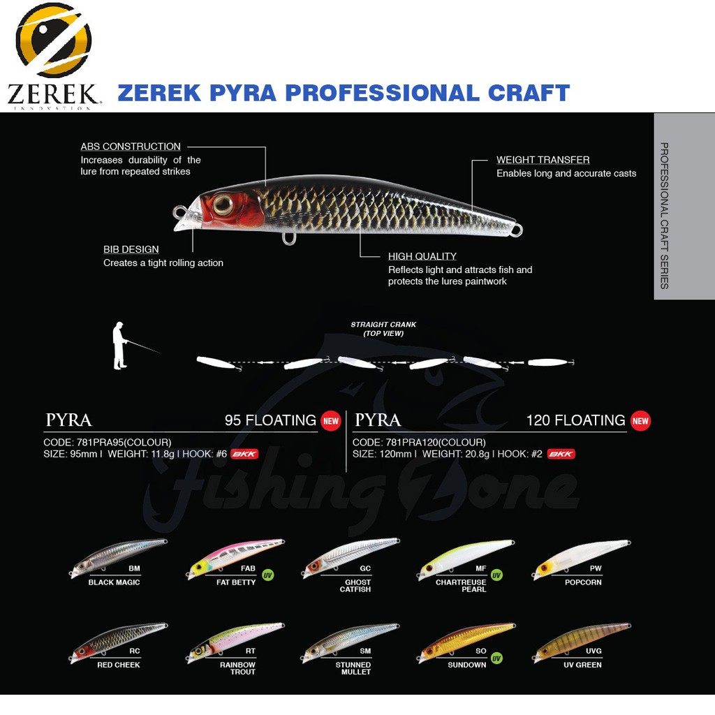 Zerek PYRA Floating Lure 95mm 11.8g - Umpan Pancing Best Minnow