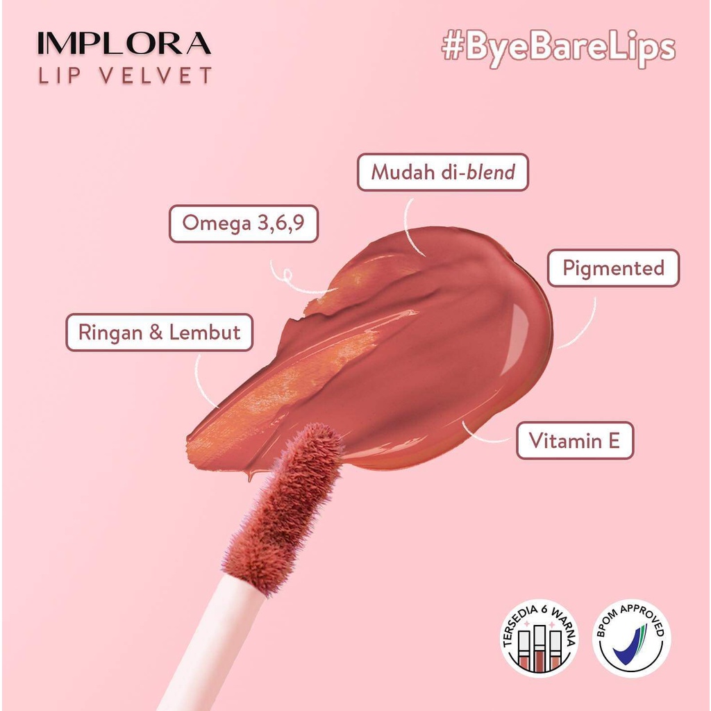 [Per Batang] NEW!! Lipcream Implora Lip Velvet Original BPOM