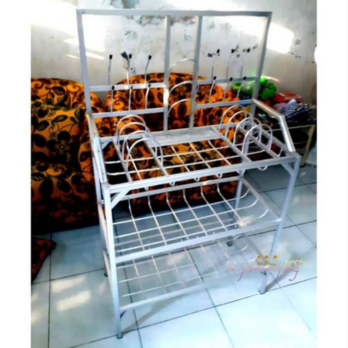 Rak Gelas / Piring Bahan Aluminium Tebal