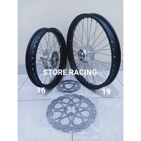 sepaket velg tromol set jari jari satria fu 150 bonus piringan cakram depan belakang ring 16/19 dan 