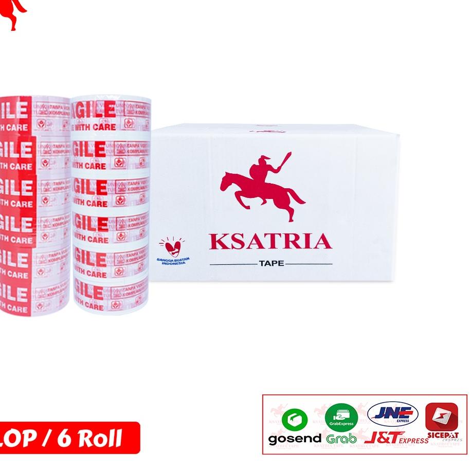 

❣[❤[PROMO MURAH!!!]❤]Lakban OPP Tape / Lakban Fragile KSATRIA Tape 45mm x 60 Yard (1 Slop)