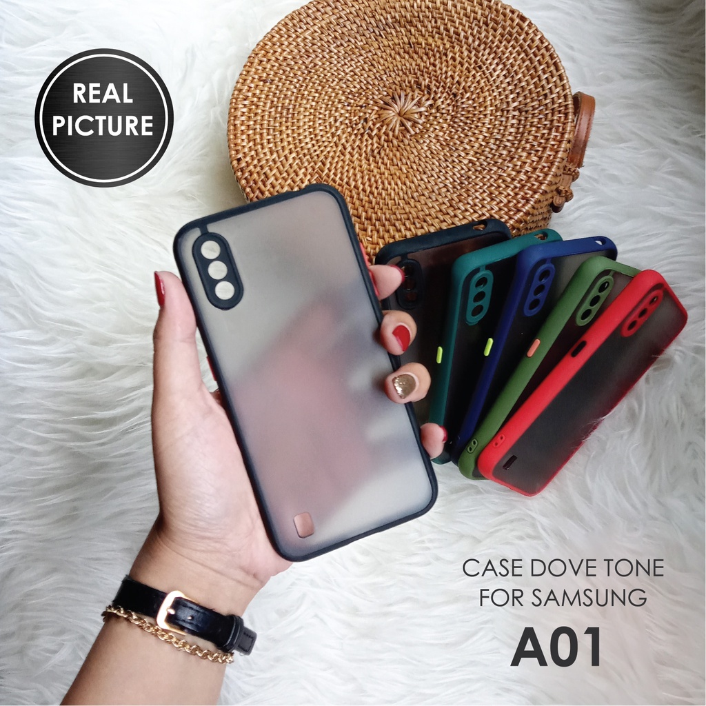 CASE HP SAMSUNG A01 SOFTCASE DOVE MATTE PLUS PELINDUNG CAMERA