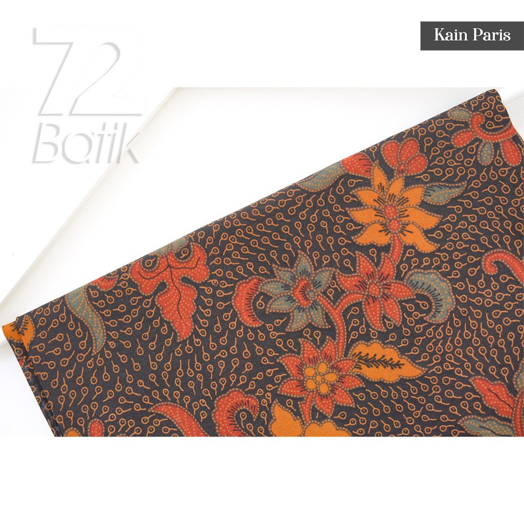 KAIN BATIK PREMIUM Bahan Paris Motif Kembang Orange Oranye Oren Merah Bata Hijau Daun 725376 Cap 72 Jarik Jarit Samping Kebat Panjang Batik Paris Modern Premium Bahan Seragam Batik Pernikahan Kantor Keluarga Murah Kamen Jadi Batik Bali Lembaran