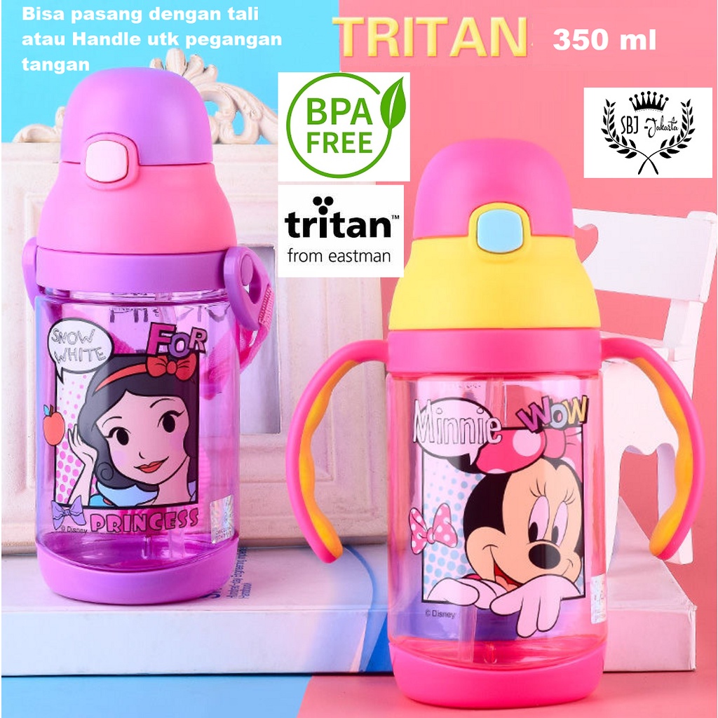 BOTOL MINUM ANAK ORIGINAL KARAKTER KARTUN TRITAN BPA FREE 350 ml - Dengan Sedotan