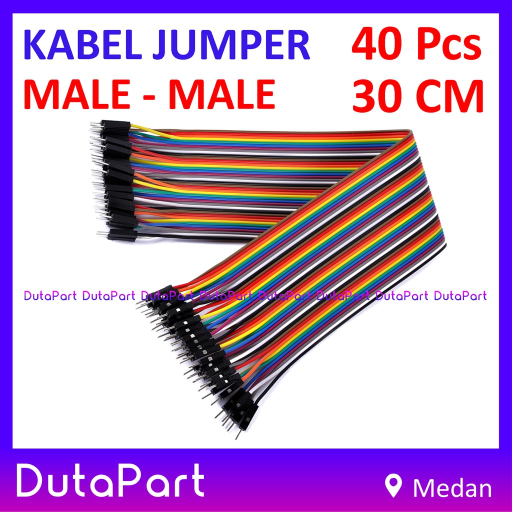 40Pcs Kabel Jumper 30cm MALE to MALE Dupont Cable Wire Pelangi