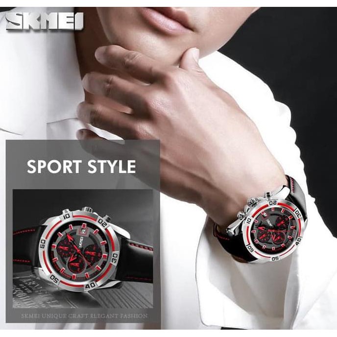 Jam Tangan Merk Skmei Kulit Casual Model Untuk Pria - Kuning