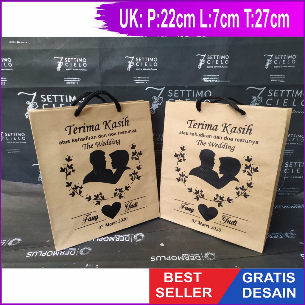 

Paperbag Wedding 22x7x27 | Paper Bag Souvenir Wedding Nikah Birthday Tas Kertas Kraft