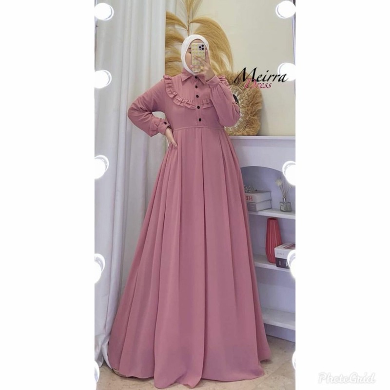 Meira Maxy Gamis Airflow Polos Bahan kringkle premium -Gamis Wanita Busui Friendly