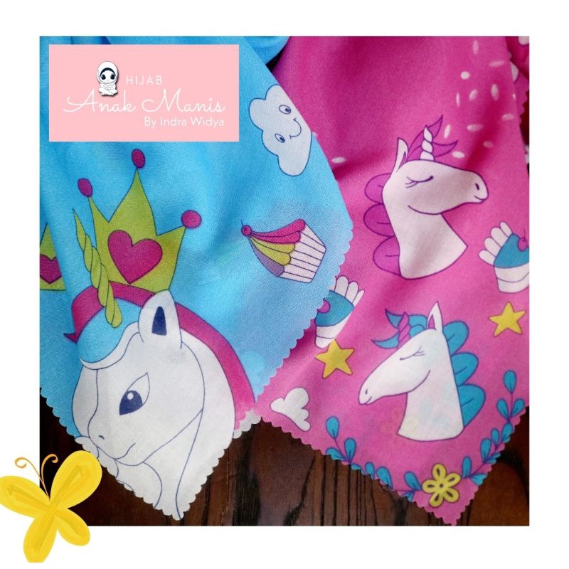 GIVEAWAY Hijab voal anak manis karakter unicorn