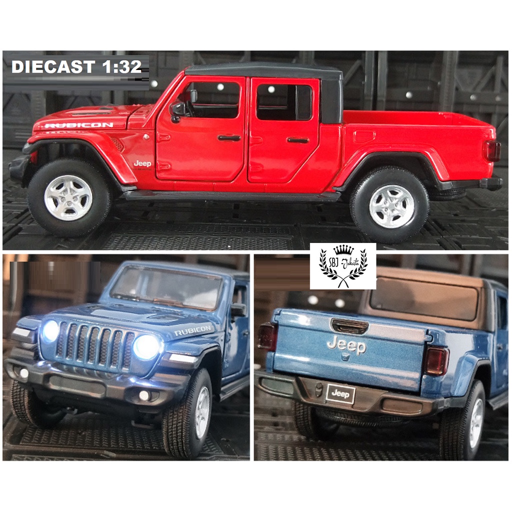 Diecast Mobil Jeep Rubicon Pickup Dengan Sepeda Motor Skala 1:32