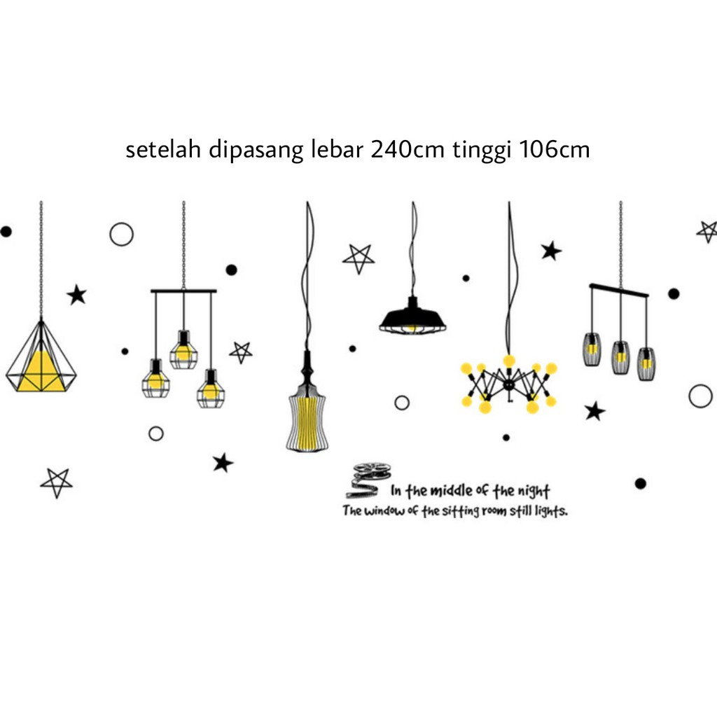 RELIZA WALL STICKER 60X90 LAMP LAMPU GANTUNG HITAM CRISTAL STIKER DINDING XL8268