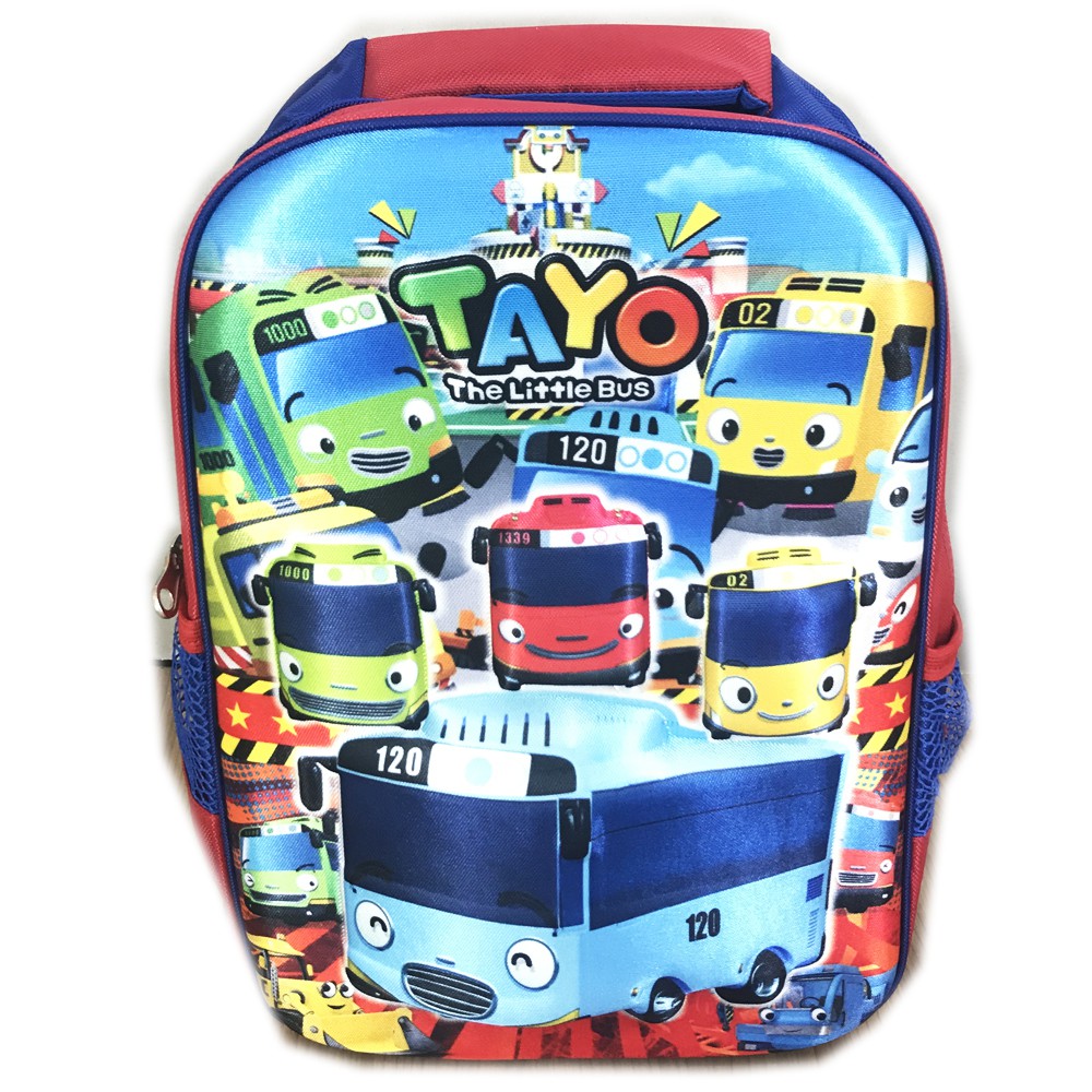 Tas Ransel Sekolah Anak SD Tas Bus karakter tas mobil Bus And Friends 3D Timbul Hard Cover - Blue