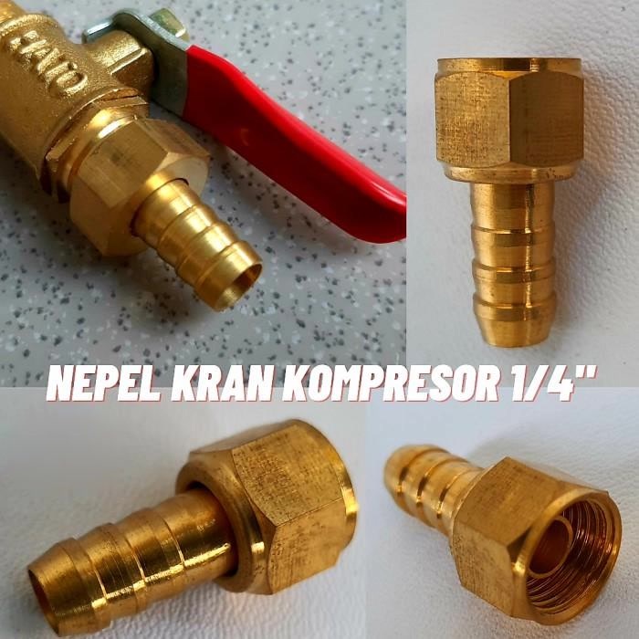 Nepel Kran Kompresor Drat Dalam 1/4 inch Nepel Selang Spray Gun Kuning