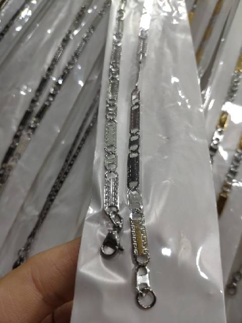 Kalung Titanium Pria Wanita Anti Karat Model Nuri Warna Putih Panjang 50cm