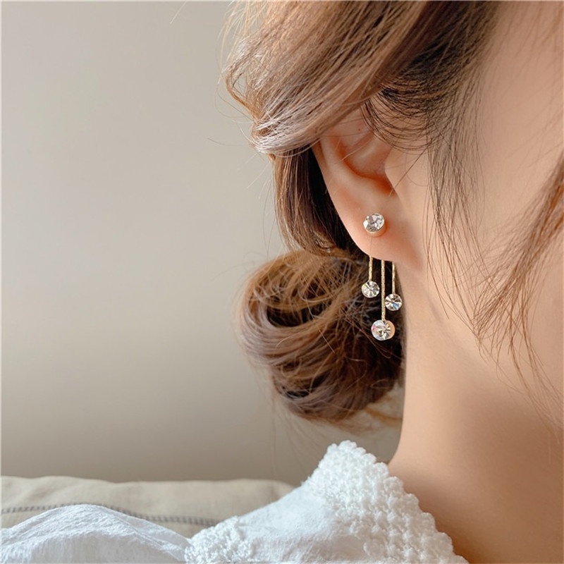 Zomi Anting Gantung Panjang Model Rumbai Dengan Mutiara + Berlian Imitasi Gaya Korea Untuk Wanita