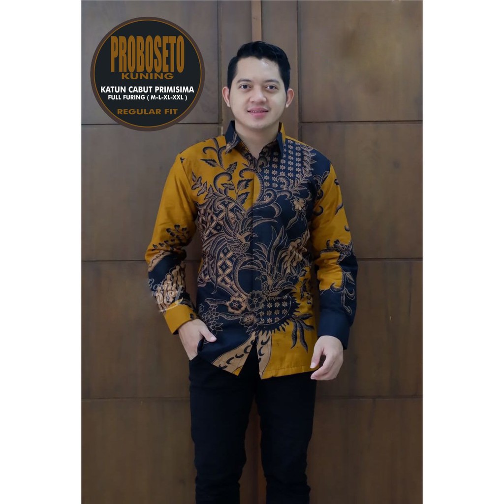 Pabrik Kemeja Batik Pria Lengan Panjang Lapis Furing Atasan Modern Premium Produsen Konveksi