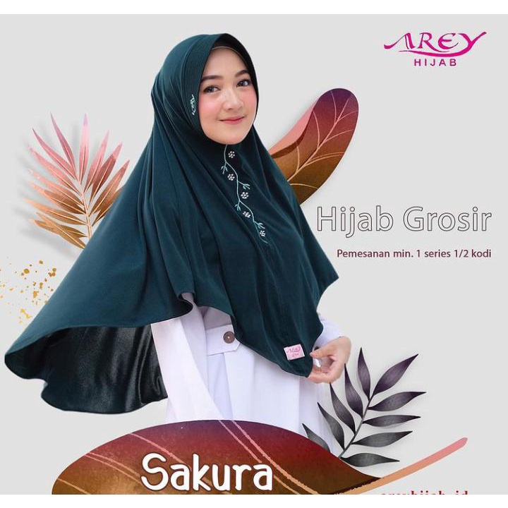 Arey Hijab Instan Sakura Bordir Jersey Irish