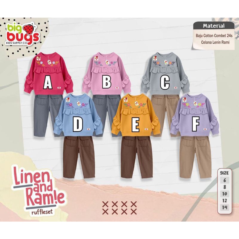 [ORIGINAL]SET LINEN RAMIE USIA 5-6THN BY BIG BUGS