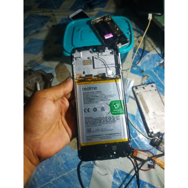 LCD + Frame Realme C15 Original Copotan Mulus Tested Normal