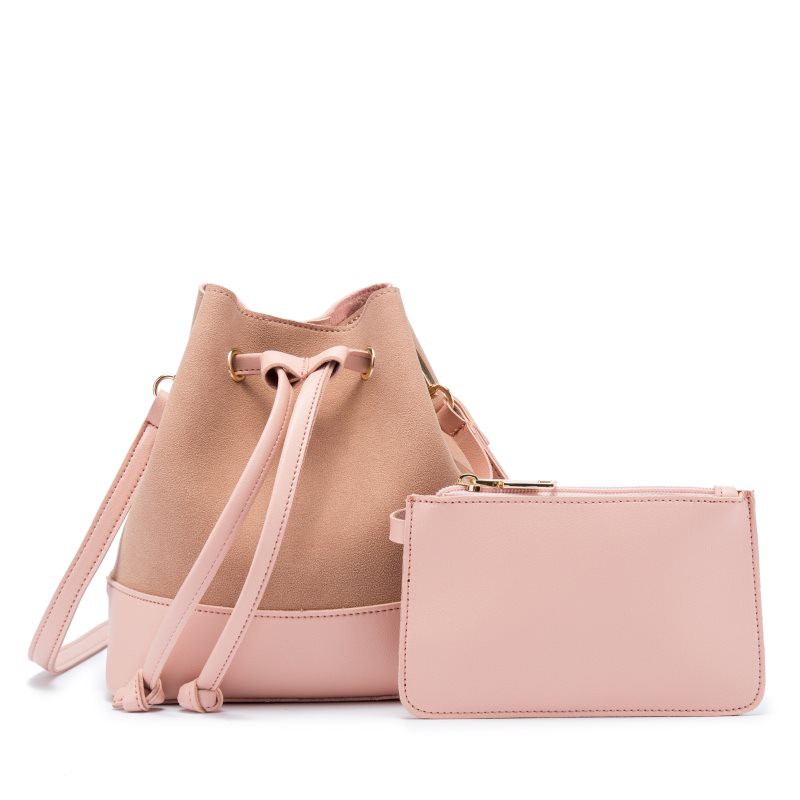 tas selempang free pouch warna pink kalem wanita murah miniso alike