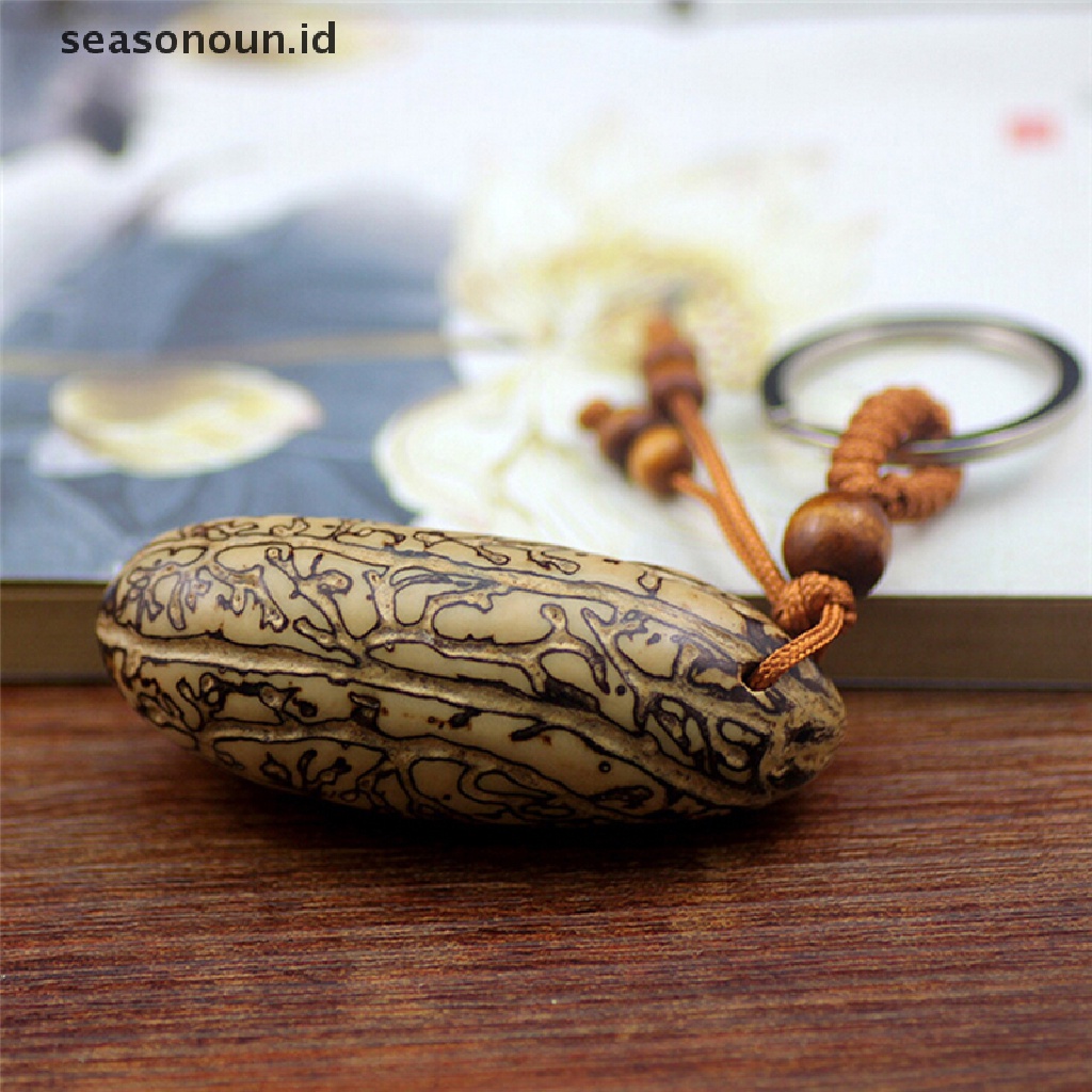 【seasonoun】 1 Pcs Bodhi Fruit Keychain Pendant Plastic Beads Keyring Buddhism Decor 6cm ID