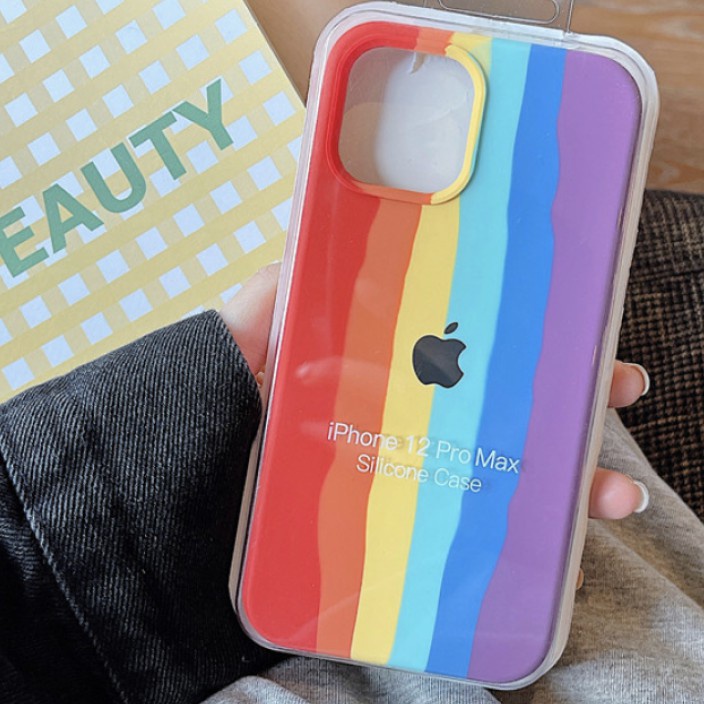 Silicone Apple Full Cover Red Pink Lengkap Rainbow Case iPhone Premium 7+/8+ X XS XS MAX XR 11 11PRO 11PROMAX WARNA RAINBOW