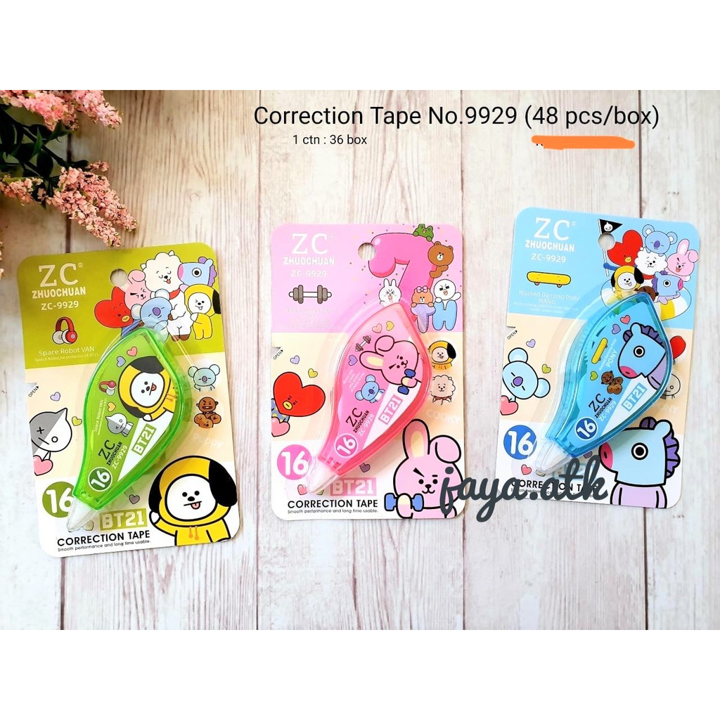 Correction Tape Tipex Kertas Lucu BTS BT-21 Tip ex Roll 16m Kecil