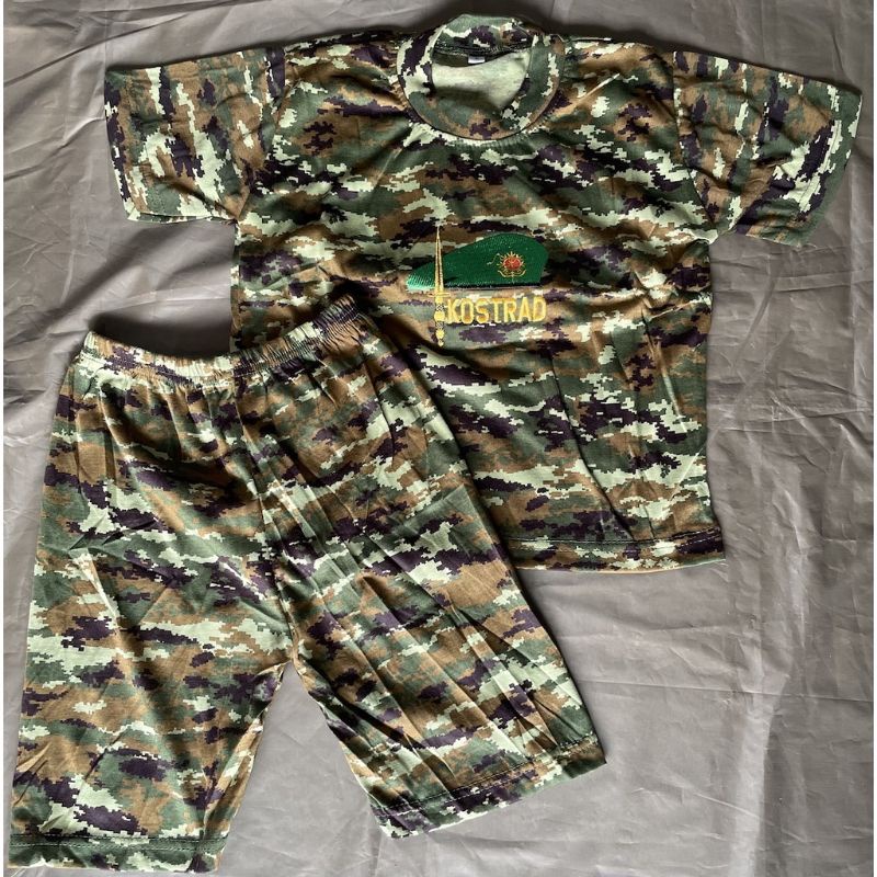 kaos loreng anak/stelan loreng anak/stelan loreng anak murah/stelan loreng anak TNI