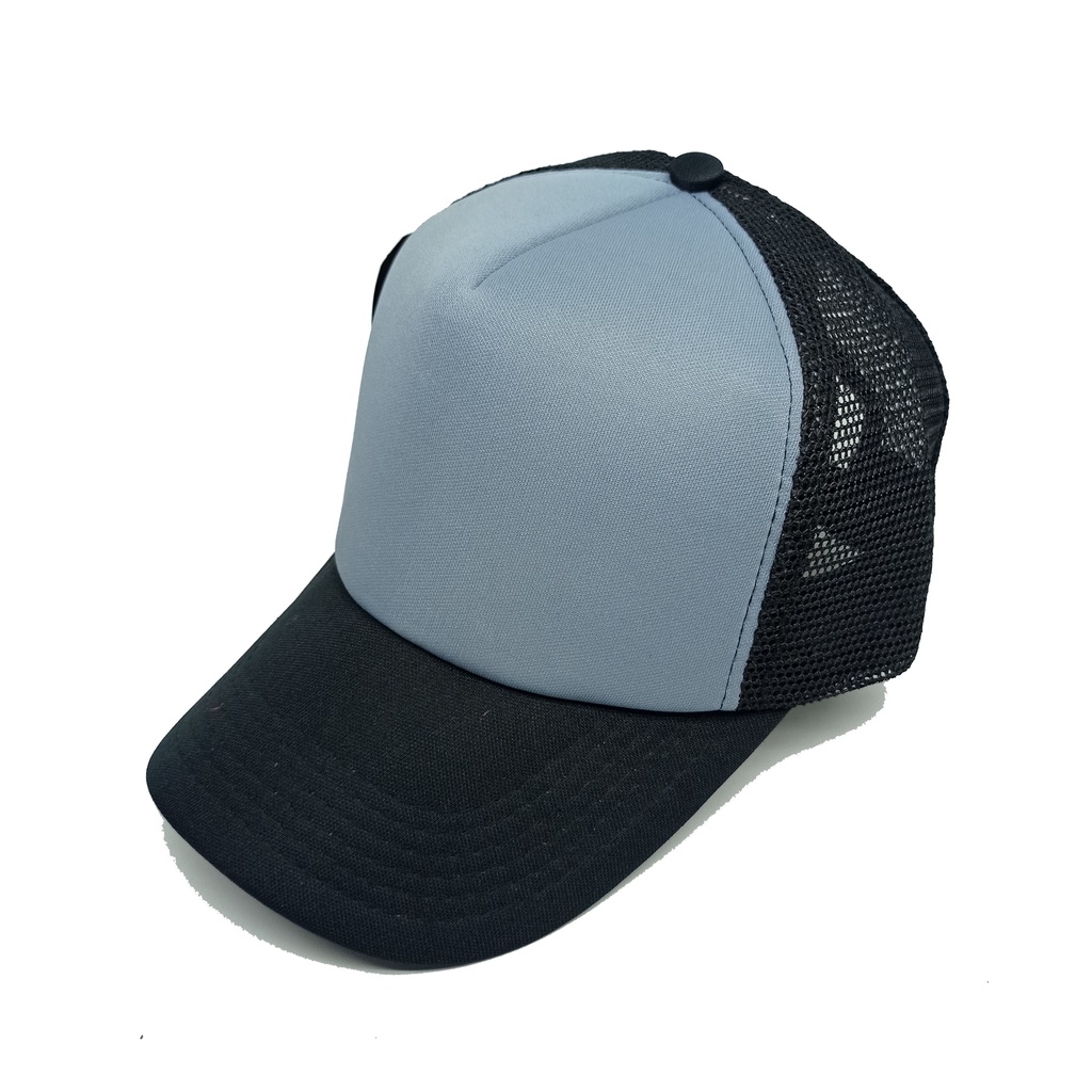 Topi Jaring Trucker Hitam-Abu-Hitam Polos Dewasa Premium